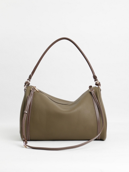 456-63 6189 Сумка доум женская натуральная кожа Ludor серо-бежевый