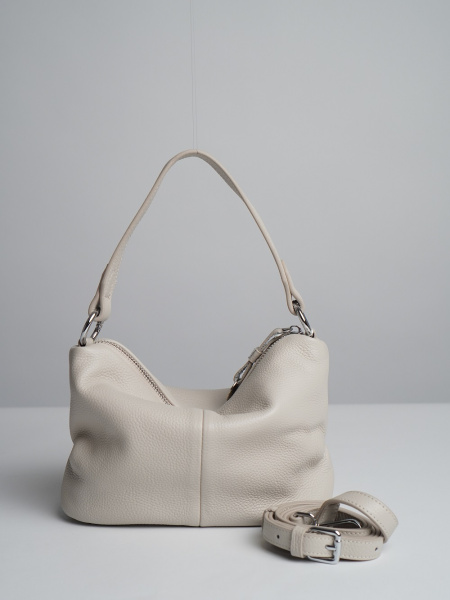 450-38 6661 Сумка хобо женская натуральная кожа Ludor бежевый