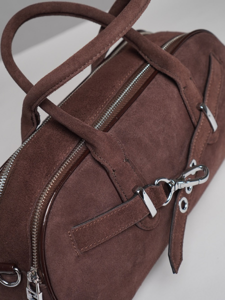 452-40 91177-S Сумка доум женская натуральная замша Safenta темно-коричневый