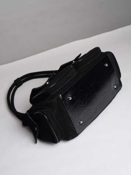 452-56 91181 Сумка доум женская натуральная замша Safenta черный