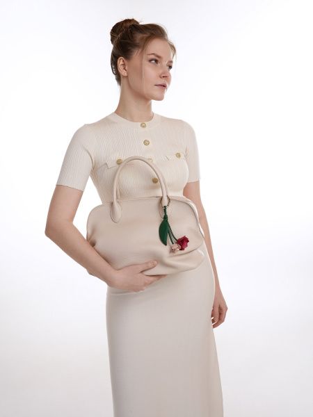 449-75 1885 Сумка доум женская натуральная кожа Ludor молочный