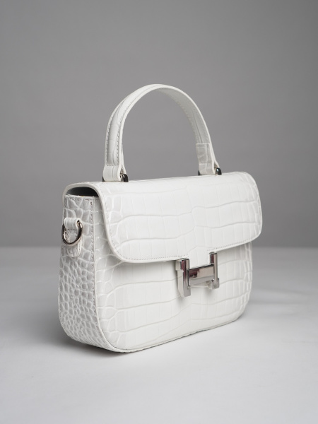 443-66 2086 Сумка стракчэд женская натуральная кожа Ludor белый