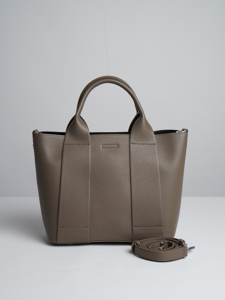 452-68 9906 Сумка тоут женская натуральная кожа Ludor серо-бежевый