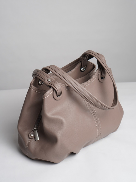 456-27 550230 Сумка доум женская экокожа Ludor серо-бежевый