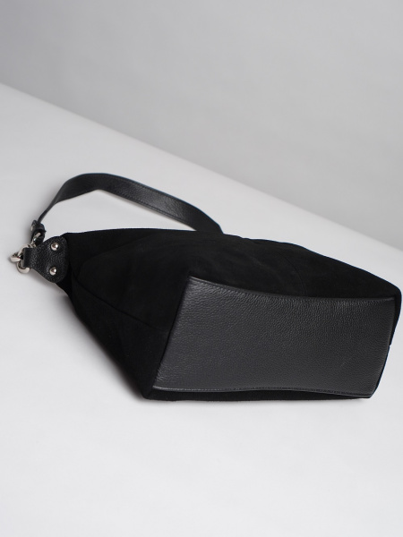 453-40 8517 Сумка хобо женская натуральная замша Ludor черный