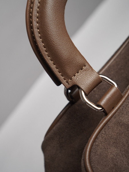 фото 452-64 990232 Сумка Куб женская замша Ludor серо-бежевый