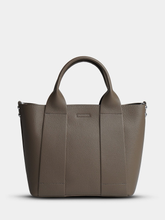 452-68 9906 Сумка тоут женская натуральная кожа Ludor серо-бежевый