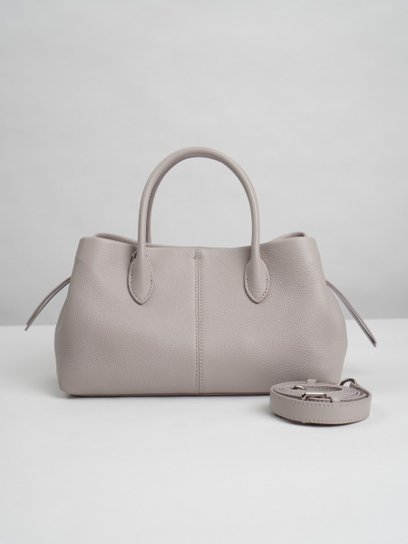 455-62 3669 Сумка тоут женская натуральная кожа Ludor светло-серый