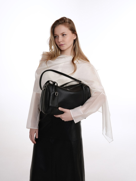 454-69 1818 Сумка доум женская натуральная кожа Ludor черный