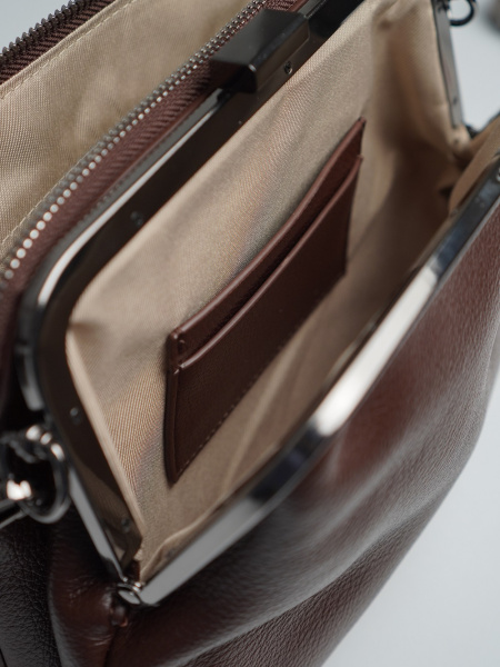 455-47 550227 Сумка фрейм женская экокожа Ludor темно-коричневый