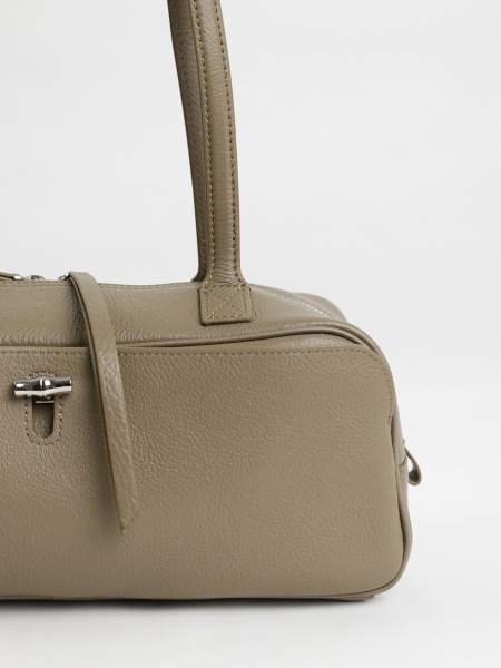 456-70 3679 Сумка доум женская натуральная кожа Ludor серо-бежевый