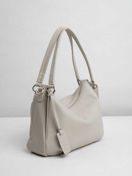 454-02 2019 Сумка хобо женская натуральная кожа Ludor бежевый