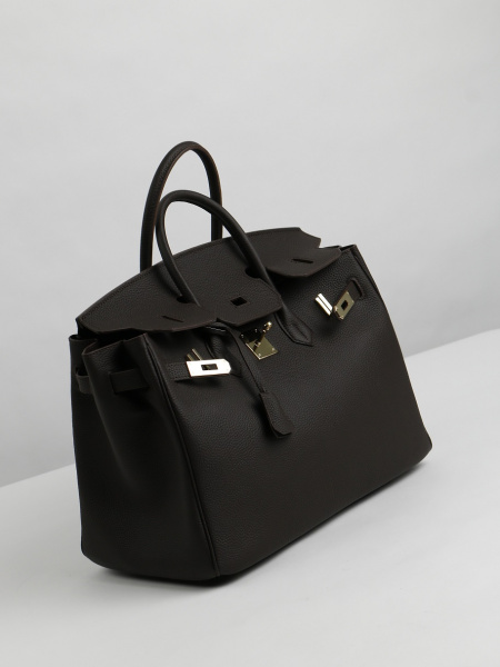 455-84 ВК35 Сумка тоут женская натуральная кожа Ludor темно-коричневый