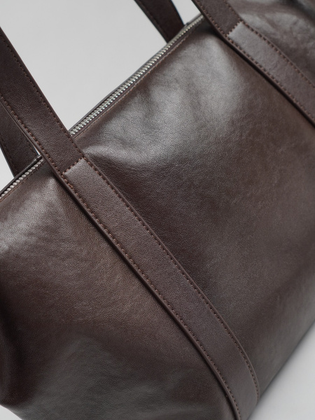 фото 455-65 9227 Сумка шоппер женская натуральная кожа Ludor темно-коричневый