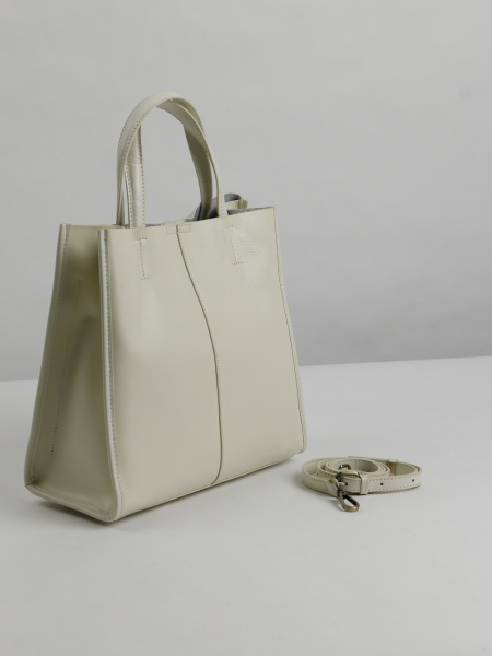 455-77 219 Сумка тоут женская натуральная кожа Ludor светло-бежевый