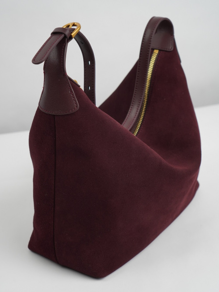 453-90 10-079 Сумка хобо женская натуральная замша Ludor бордовый