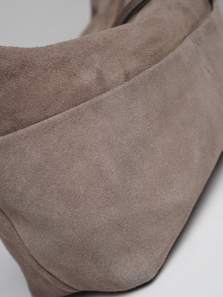 453-39 8517 Сумка хобо женская натуральная замша Ludor серо-бежевый