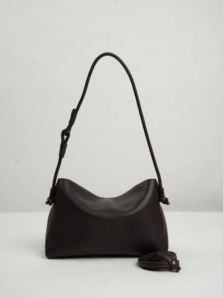 455-67 8836 Сумка хобо женская натуральная кожа Ludor темно-коричневый