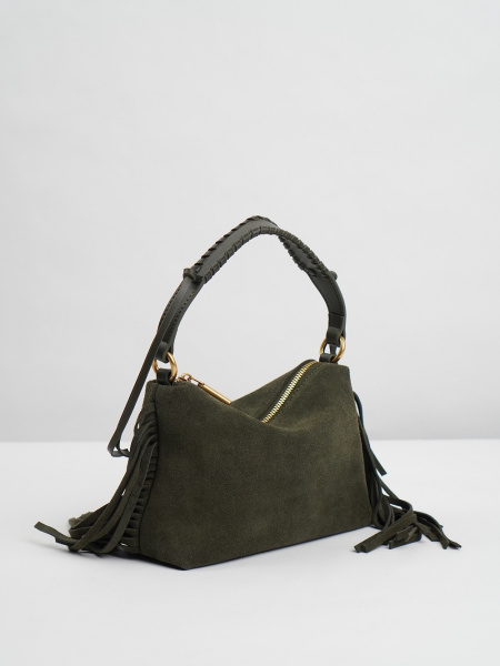 453-95 BD9517 Сумка хобо женская натуральная замша Ludor зеленый