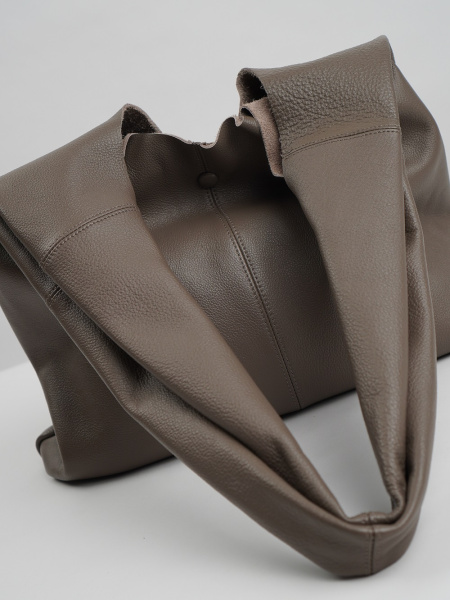 417-08 Q5928 Сумка хобо женская натуральная кожа Polina&Eiterou бежевый