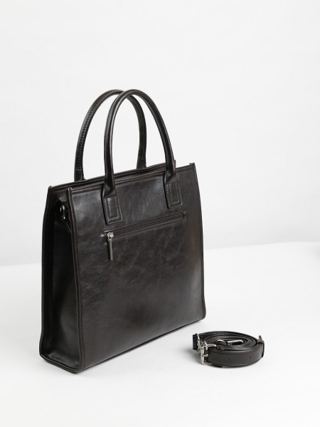 456-10 550273 Сумка тоут женская экокожа Ludor темно-коричневый