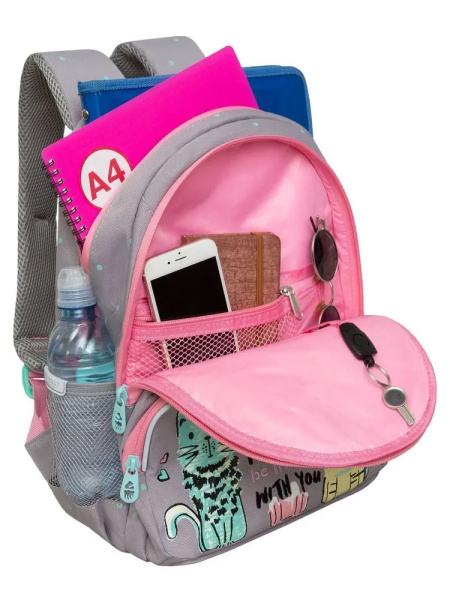 фото 429-12 RG-460-1 Рюкзак для девочки Grizzly серый