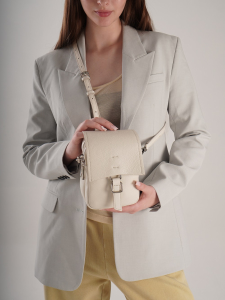 фото 446-94 788 Сумка кросс-боди женская натуральная кожа Ludor молочный