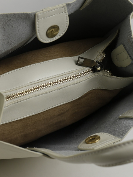 455-77 219 Сумка тоут женская натуральная кожа Ludor светло-бежевый