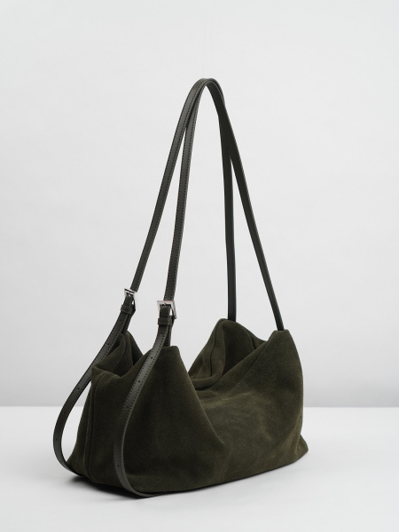 453-94 BD5847 Сумка хобо женская натуральная замша Ludor зеленый