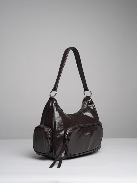 451-20 51164 Сумка хобо женская экокожа Safenta темно-серый