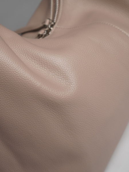 451-83 8512 Сумка хобо женская натуральная кожа Ludor серо-бежевый