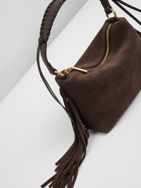 453-96 BD9517 Сумка хобо женская натуральная замша Ludor темно-коричневый