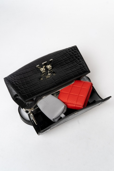 407-03 TH1021 Сумка стракчэд женская натуральная кожа Ludor черный