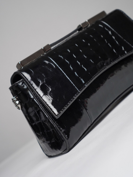 443-69 2180 Сумка стракчэд женская натуральная кожа Ludor черный