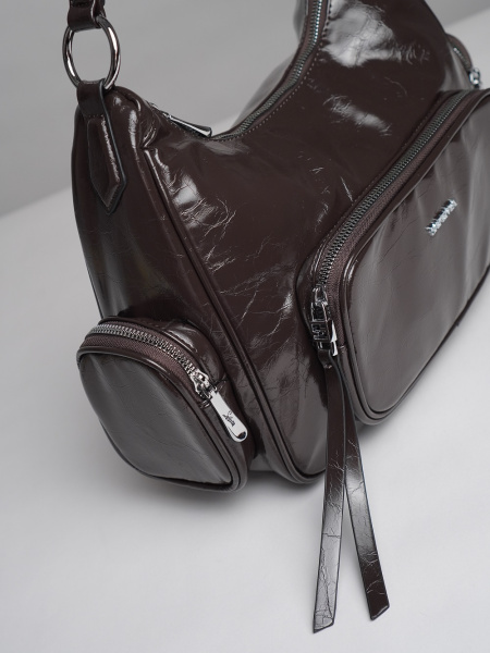 451-20 51164 Сумка хобо женская экокожа Safenta темно-серый