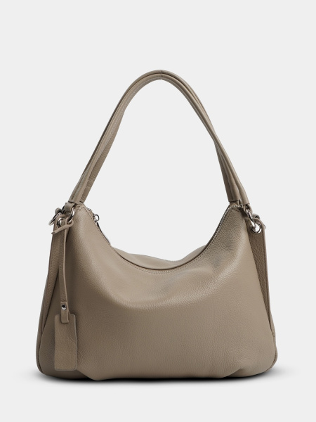 454-10 2019 Сумка хобо женская натуральная кожа Ludor серо-бежевый