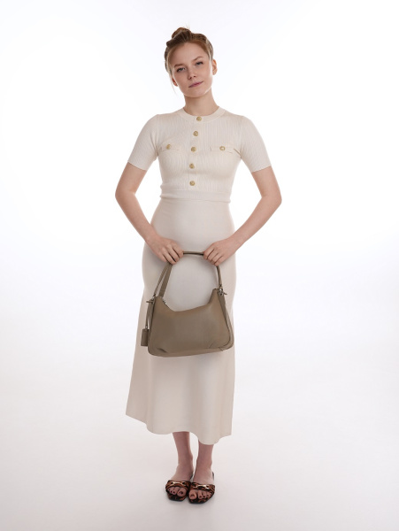 455-74 2019 Сумка хобо женская натуральная кожа Ludor темно-коричневый