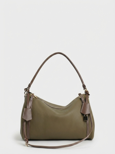 456-63 6189 Сумка доум женская натуральная кожа Ludor серо-бежевый