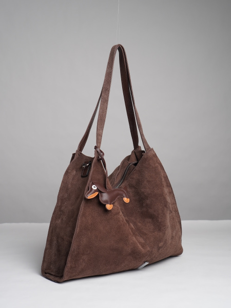 452-51 91195 Сумка хобо женская натуральная замша Safenta темно-коричневый