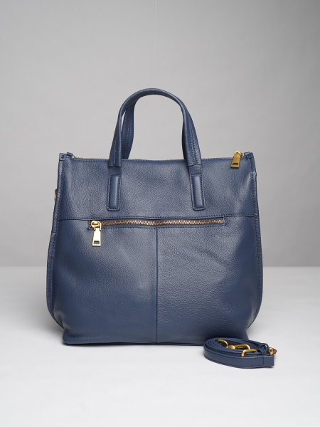 453-22 7008 Сумка тоут женская натуральная кожа Ludor синий