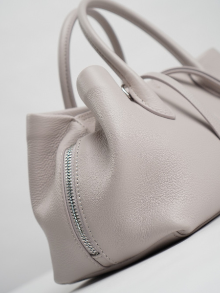 455-62 3669 Сумка тоут женская натуральная кожа Ludor светло-серый