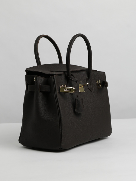 455-83 ВК30 Сумка тоут женская натуральная кожа Ludor темно-коричневая