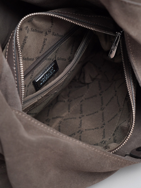 452-46 91175 Сумка хобо женская натуральная замша Safenta серый