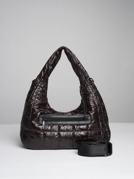 451-19 593461 Сумка хобо женская экокожа Safenta темно-коричневый