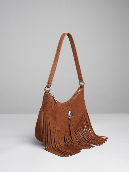 452-16 BD56133 Сумка хобо женская натуральная замша Ludor коричневый