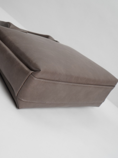 455-33 550258 Сумка тоут женская экокожа Ludor серый-бежевый