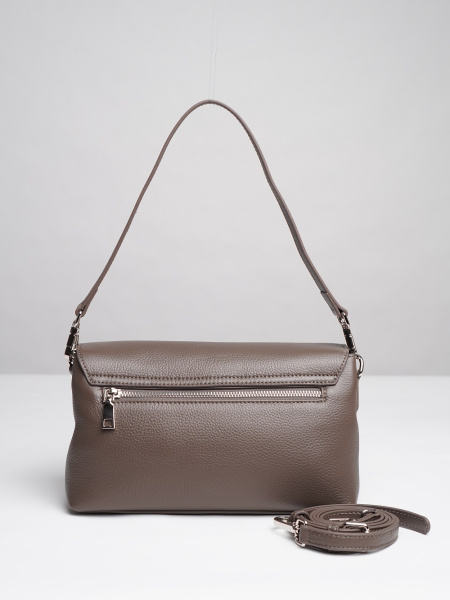 фото 453-37 6016-1 Сумка кросс-боди женская натуральная кожа Ludor серый-бежевый