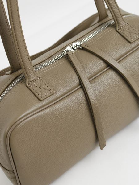 456-70 3679 Сумка доум женская натуральная кожа Ludor серо-бежевый