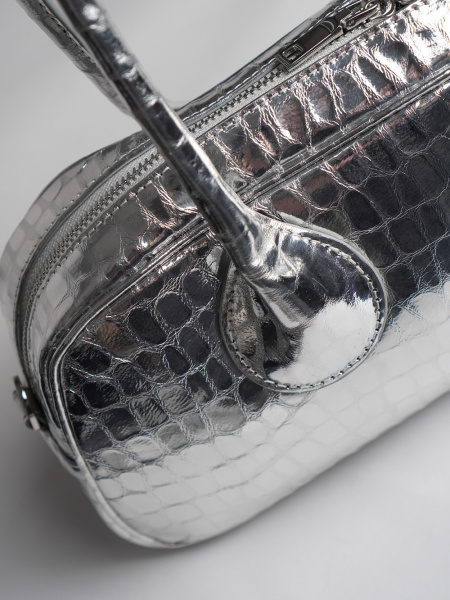 443-59 23039 Сумка доум женская натуральная кожа Ludor серебристый