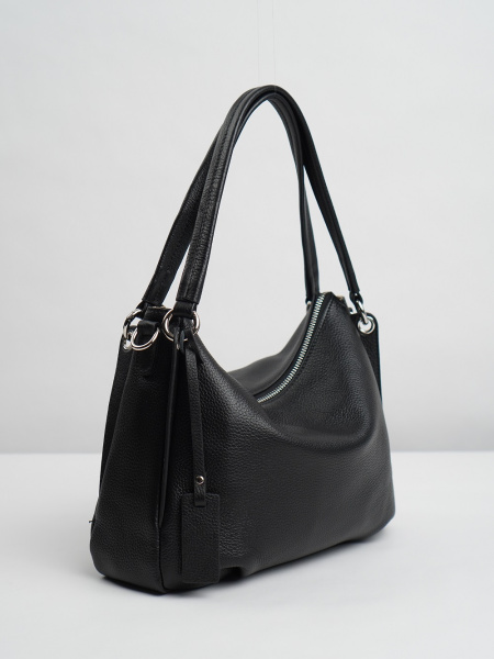 454-01 2019 Сумка хобо женская натуральная кожа Ludor черный